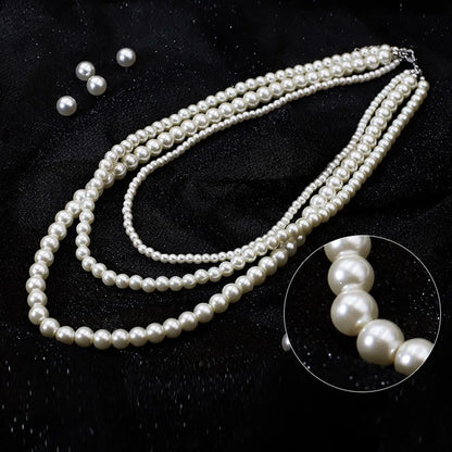 Casual Simple Style U Shape Imitation Pearl Wholesale Three Layer Necklace