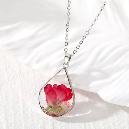 Casual Simple Style Water Droplets Alloy Resin Women's Pendant Necklace