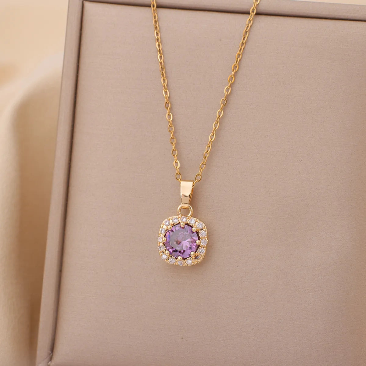 Casual Simple Style Water Droplets Heart Shape Flower Titanium Steel Plating Inlay Opal Zircon Pendant Necklace