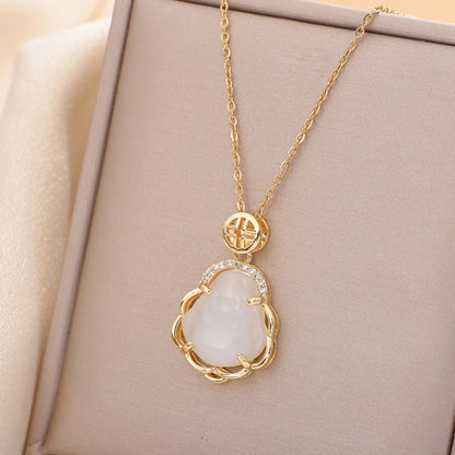 Casual Simple Style Water Droplets Heart Shape Flower Titanium Steel Plating Inlay Opal Zircon Pendant Necklace