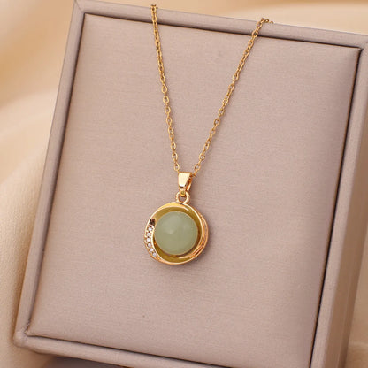 Casual Simple Style Water Droplets Heart Shape Flower Titanium Steel Plating Inlay Opal Zircon Pendant Necklace