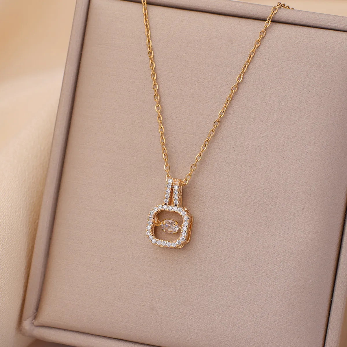 Casual Simple Style Water Droplets Heart Shape Flower Titanium Steel Plating Inlay Opal Zircon Pendant Necklace