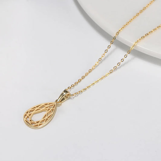 Casual Simple Style Water Droplets Sterling Silver Plating Hollow Out 14k Gold Plated Silver Plated Pendant Necklace