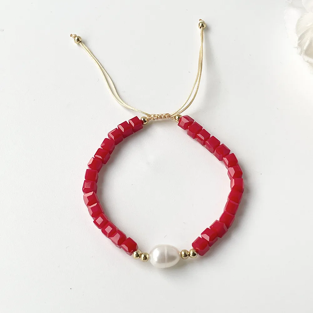 Casual Solid Color Artificial Crystal Freshwater Pearl Beaded Unisex Bracelets