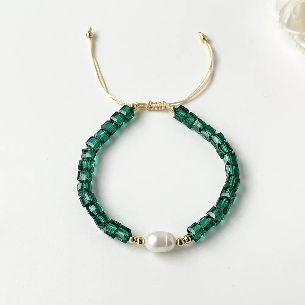 Casual Solid Color Artificial Crystal Freshwater Pearl Beaded Unisex Bracelets