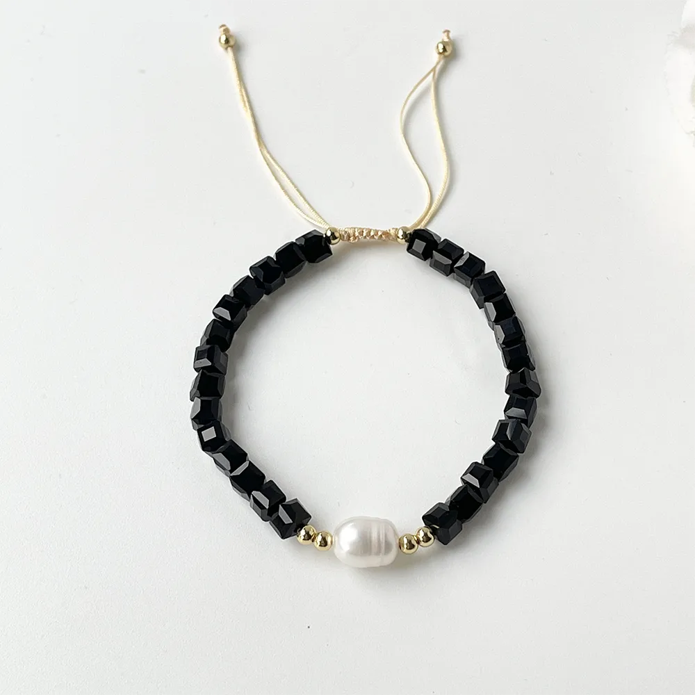 Casual Solid Color Artificial Crystal Freshwater Pearl Beaded Unisex Bracelets