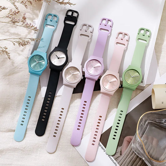 Casual Solid Color Buckle Quartz Kids Watches