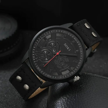 Casual Solid Color Buckle Quartz Men'S Watches