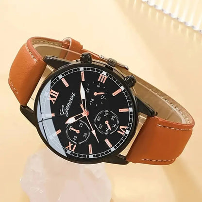 Casual Solid Color Buckle Quartz Men'S Watches