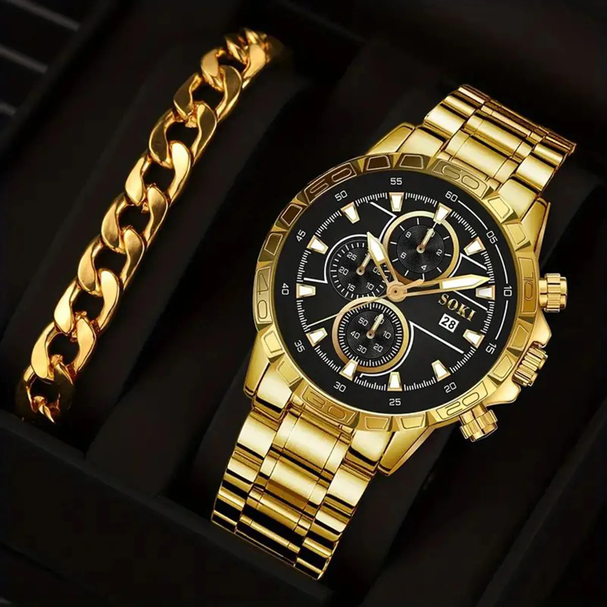 Casual Solid Color Buckle Quartz Men'S Watches