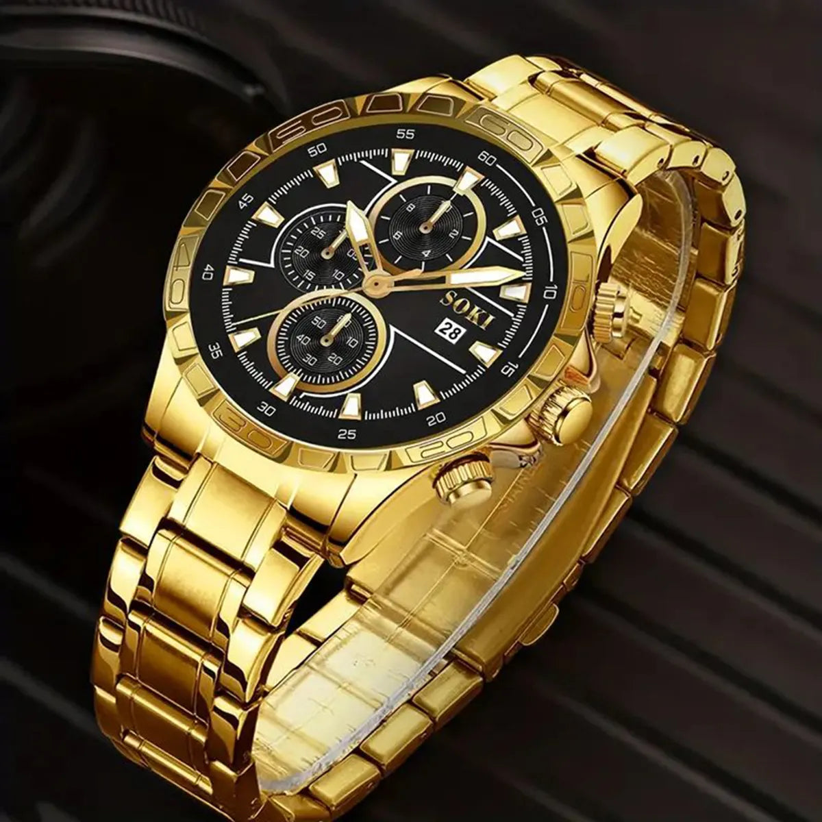 Casual Solid Color Buckle Quartz Men'S Watches