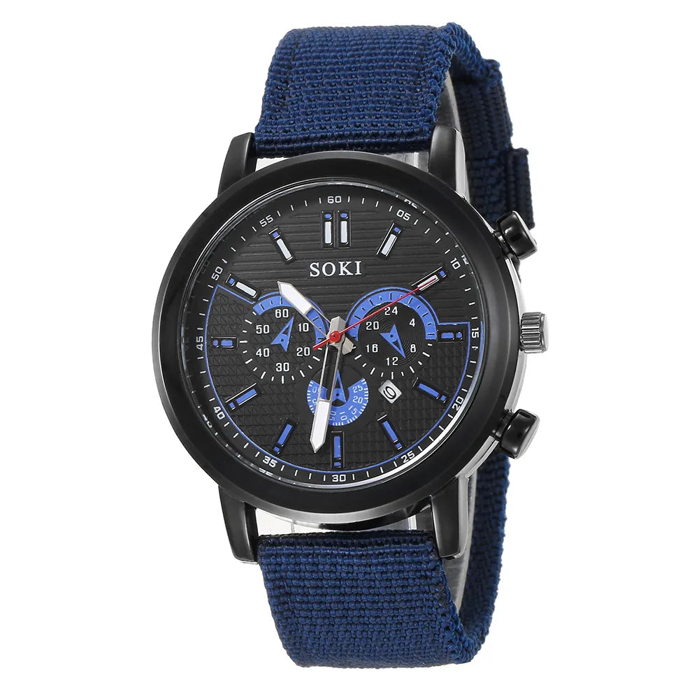 Casual Solid Color Buckle Quartz Men'S Watches