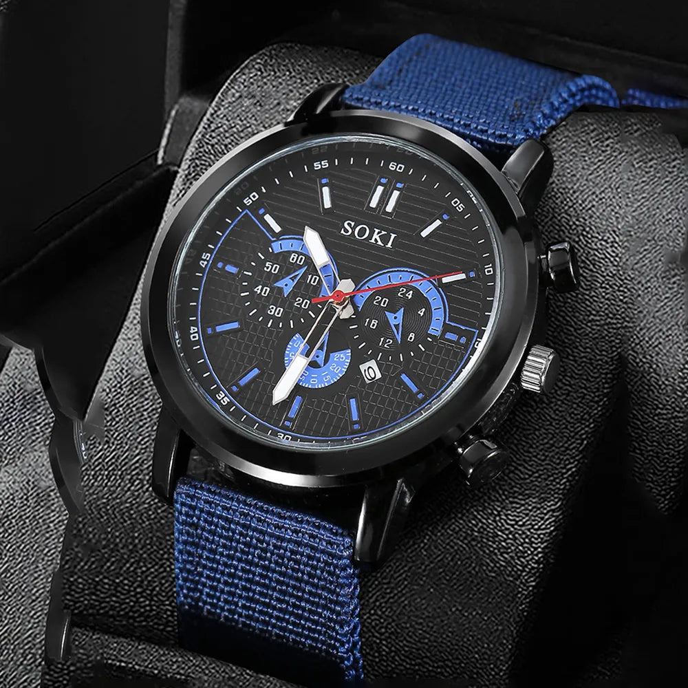 Casual Solid Color Buckle Quartz Men'S Watches