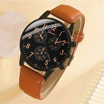 Casual Solid Color Buckle Quartz Men'S Watches