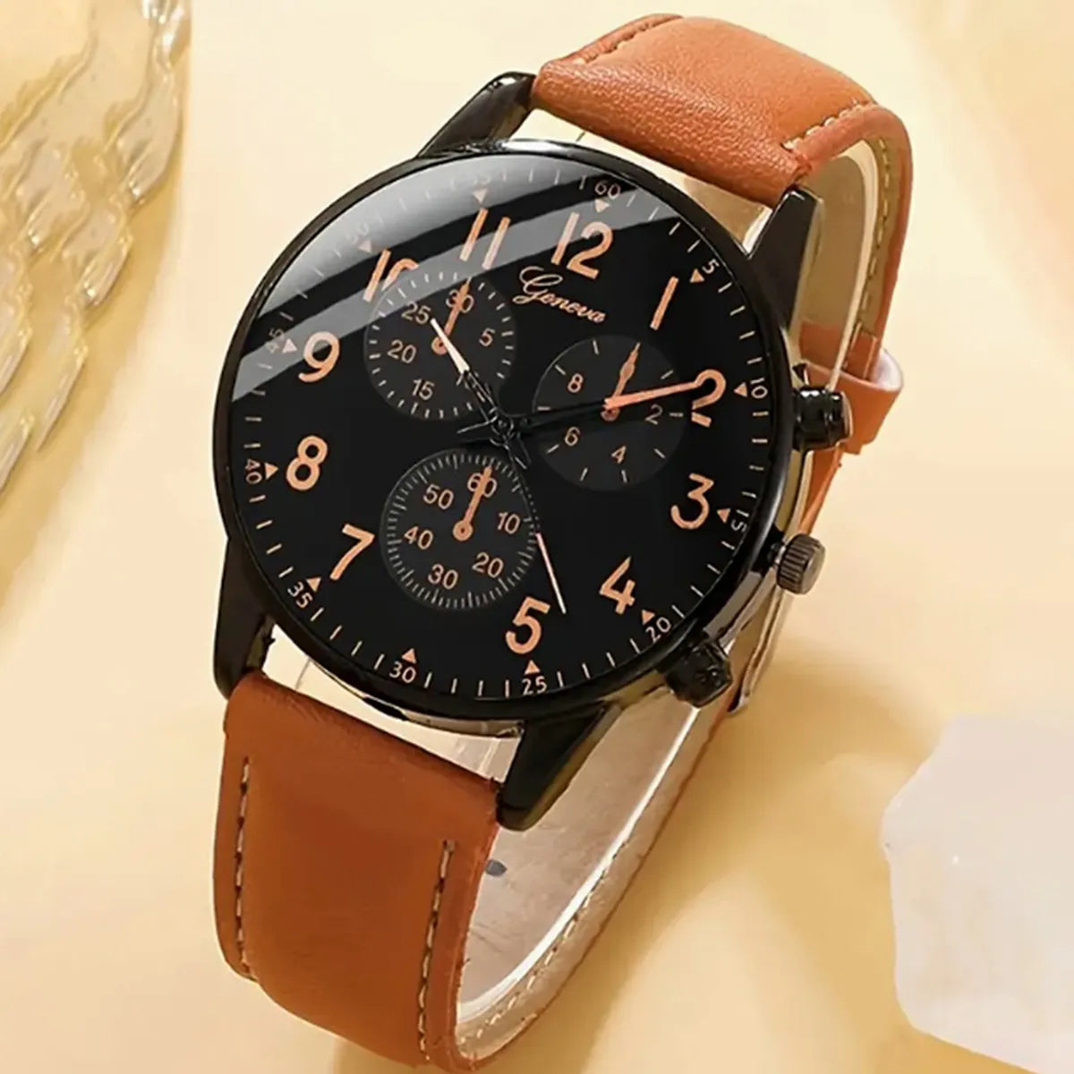 Casual Solid Color Buckle Quartz Men'S Watches