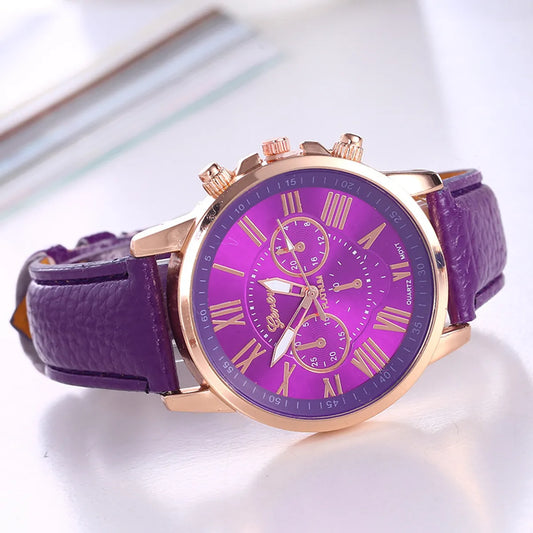 Casual Solid Color Buckle Quartz Women'S Watches