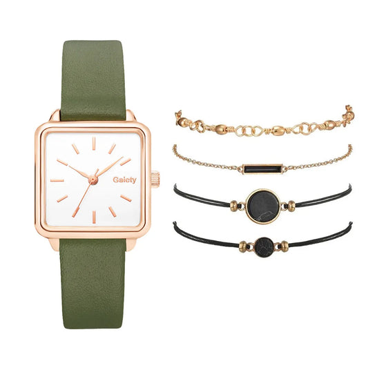 Casual Solid Color Buckle Quartz Women'S Watches