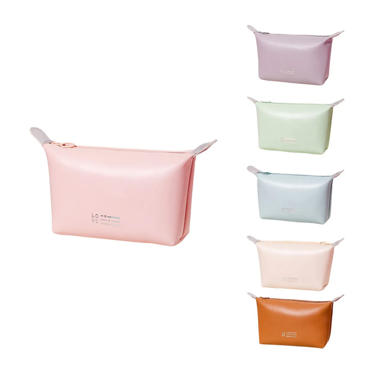 New Simple Portable Casual Pure Color Leather Cosmetic Bag