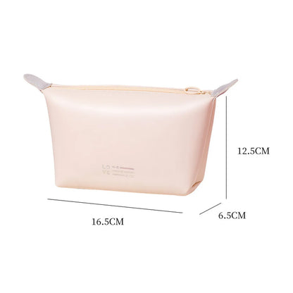 New Simple Portable Casual Pure Color Leather Cosmetic Bag