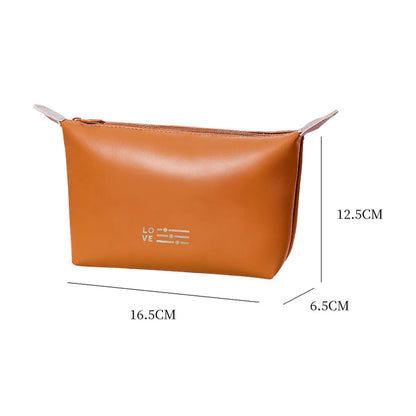 New Simple Portable Casual Pure Color Leather Cosmetic Bag