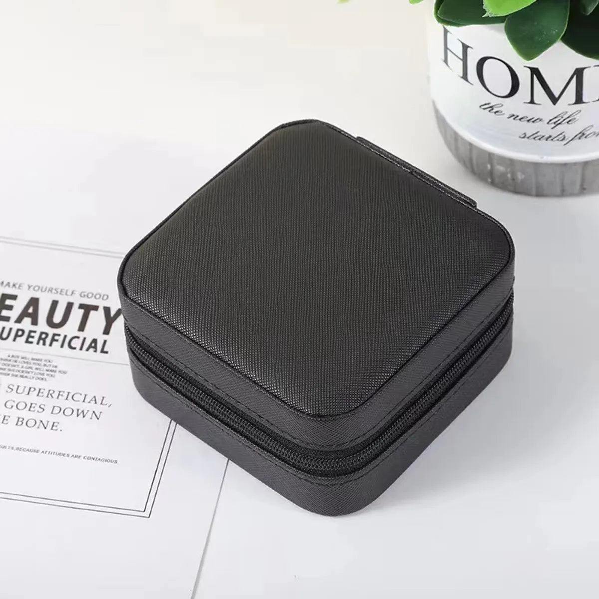 Casual Solid Color Pu Leather Jewelry Boxes