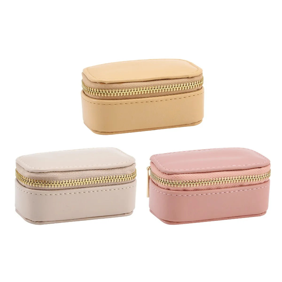 Casual Solid Color Pu Leather Jewelry Boxes