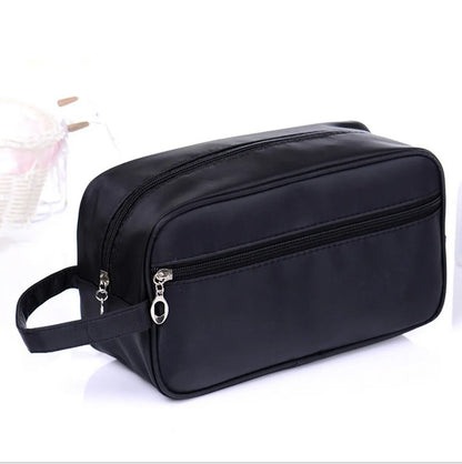 Casual Solid Color Pu Leather Nylon Storage Bag Makeup Bags