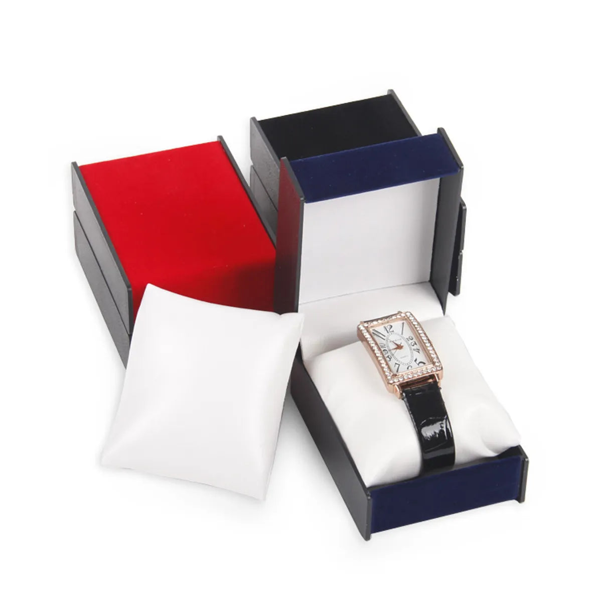 Casual Solid Color Pu Leather Plastic Flannel Jewelry Boxes