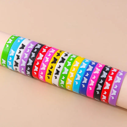 Casual Solid Color Rubber Women's Wristband