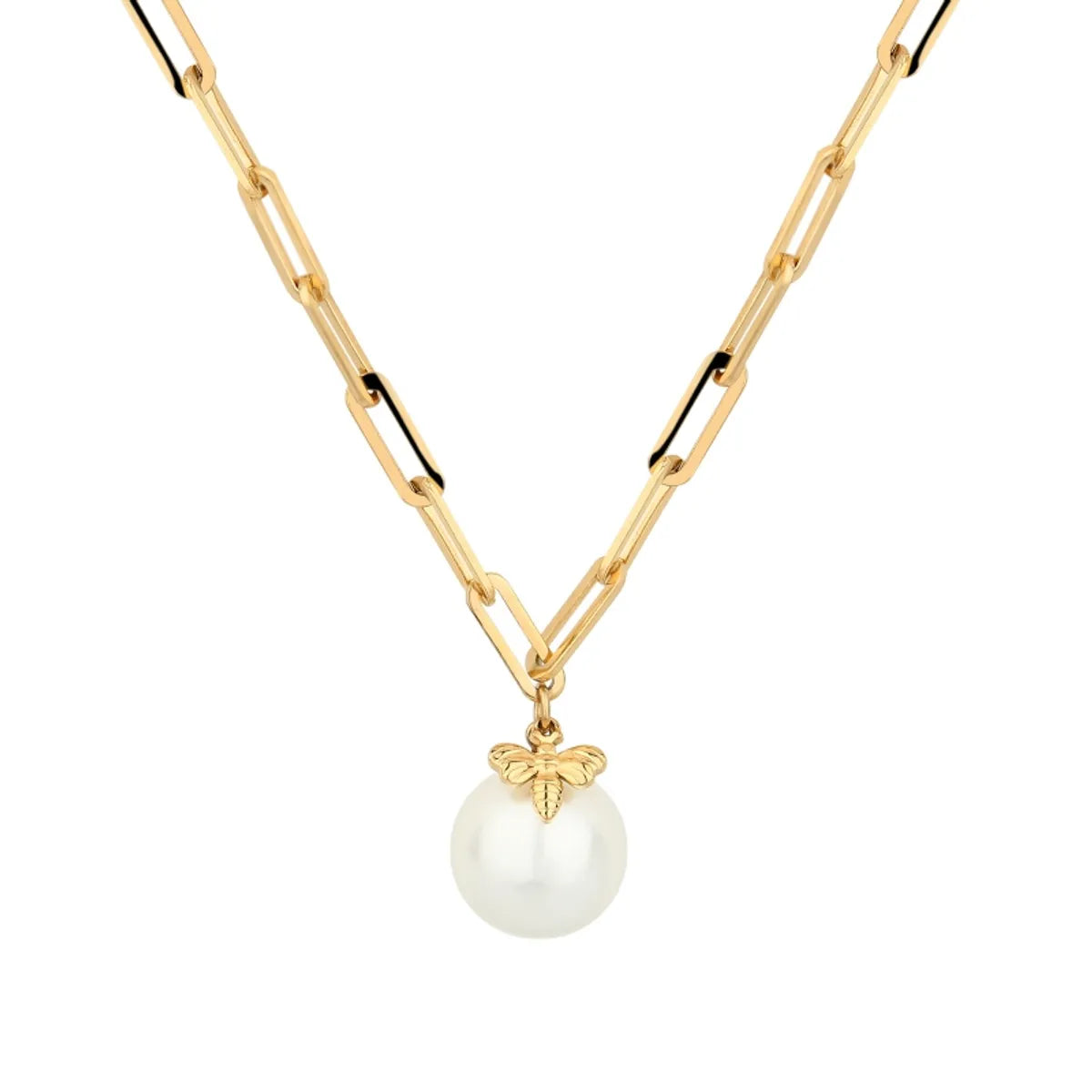 Casual Solid Color Stainless Steel Freshwater Pearl Beaded Plating Gold Plated Necklace