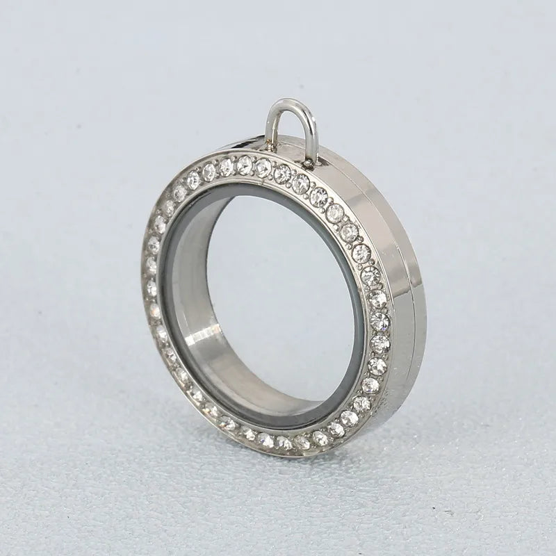 Casual Solid Color Stainless Steel Inlay Rhinestones Glass Jewelry Accessories