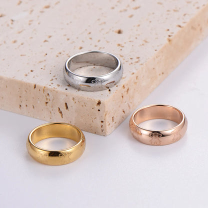 Casual Solid Color Stainless Steel Plating 18k Gold Plated Rose Gold Plated Rings