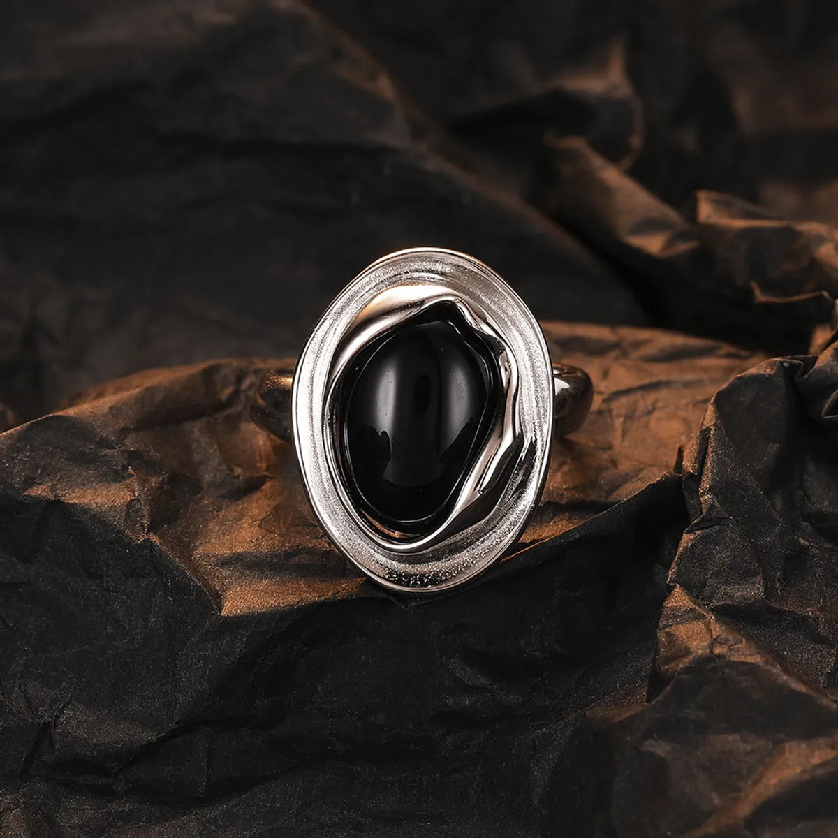 Casual Solid Color Sterling Silver Plating Inlay Agate White Gold Plated Open Rings