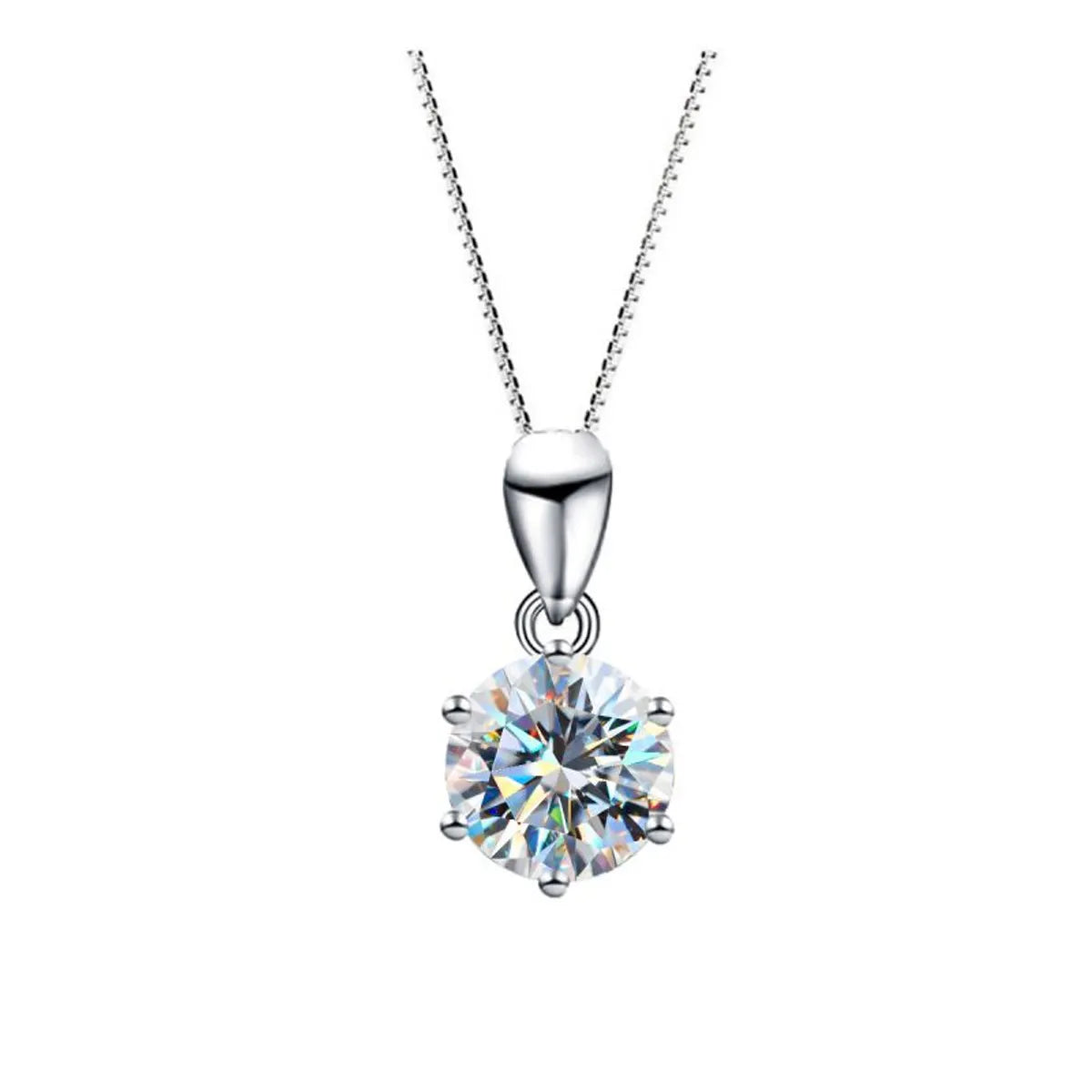 Casual Solid Color Sterling Silver Plating Inlay Moissanite White Gold Plated Necklace