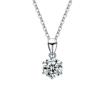 Casual Solid Color Sterling Silver Plating Inlay Moissanite White Gold Plated Necklace