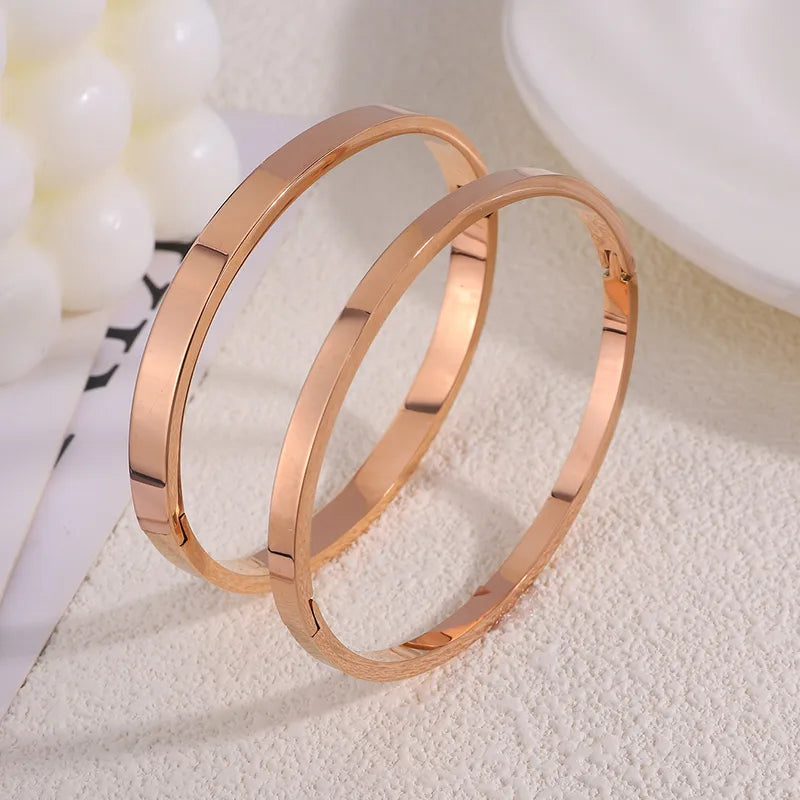 Casual Solid Color Titanium Steel Bangle In Bulk