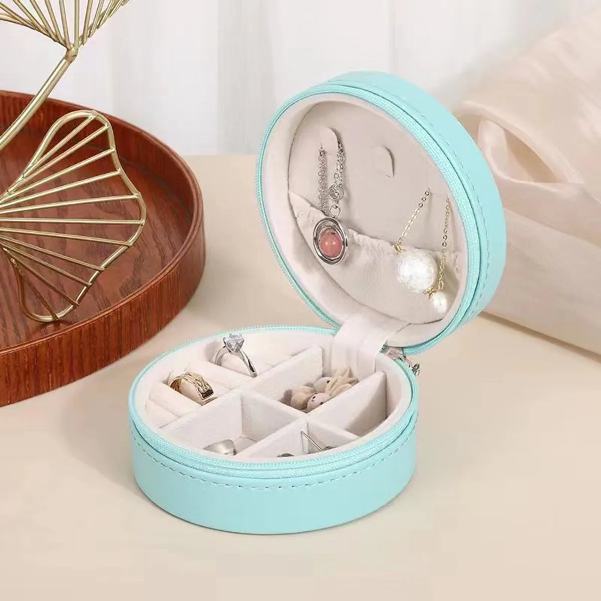 Casual Solid Color Wood Jewelry Boxes