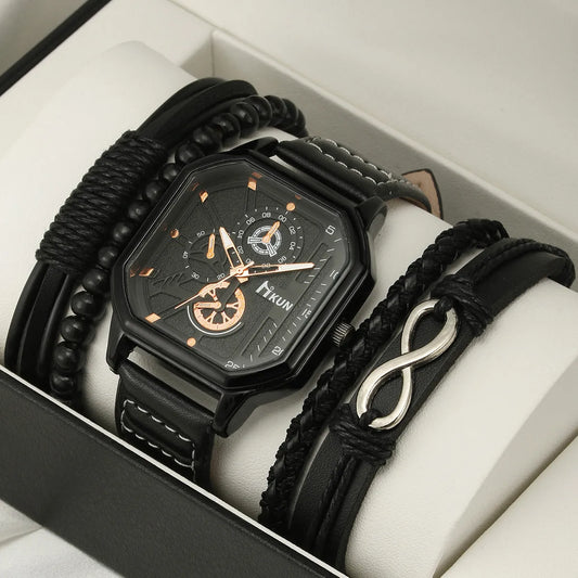 Casual Square Buckle Quartz Men'S Watches