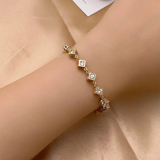 Casual Square Copper Plating Inlay Zircon White Gold Plated Gold Plated Bracelets