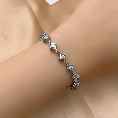 Casual Square Copper Plating Inlay Zircon White Gold Plated Gold Plated Bracelets