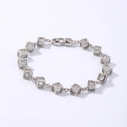 Casual Square Copper Plating Inlay Zircon White Gold Plated Gold Plated Bracelets