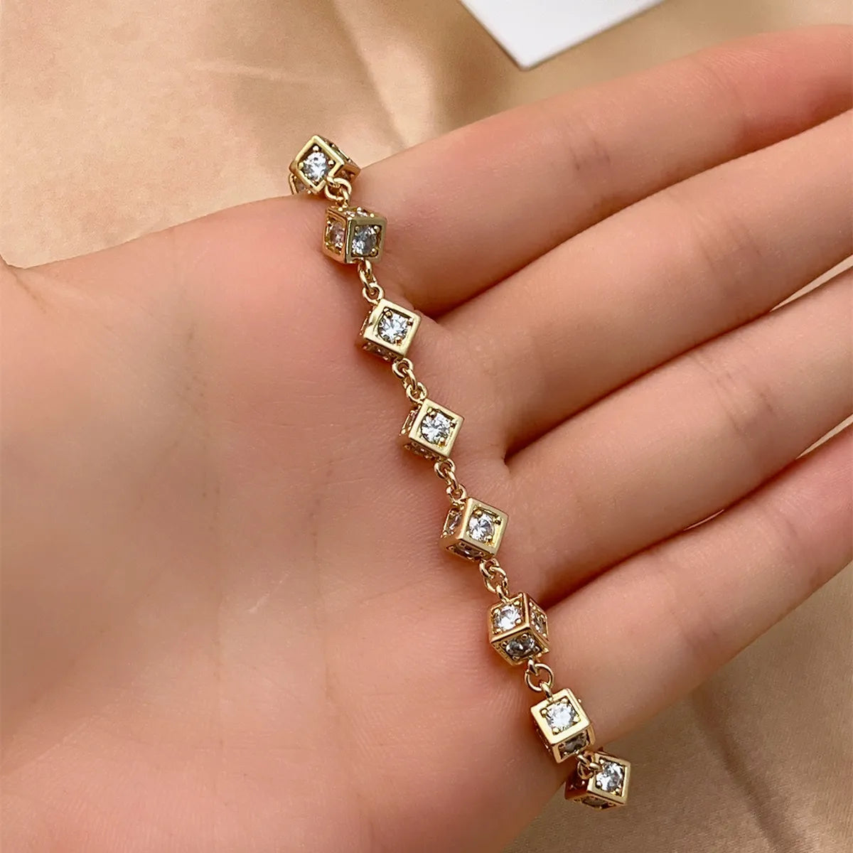 Casual Square Copper Plating Inlay Zircon White Gold Plated Gold Plated Bracelets