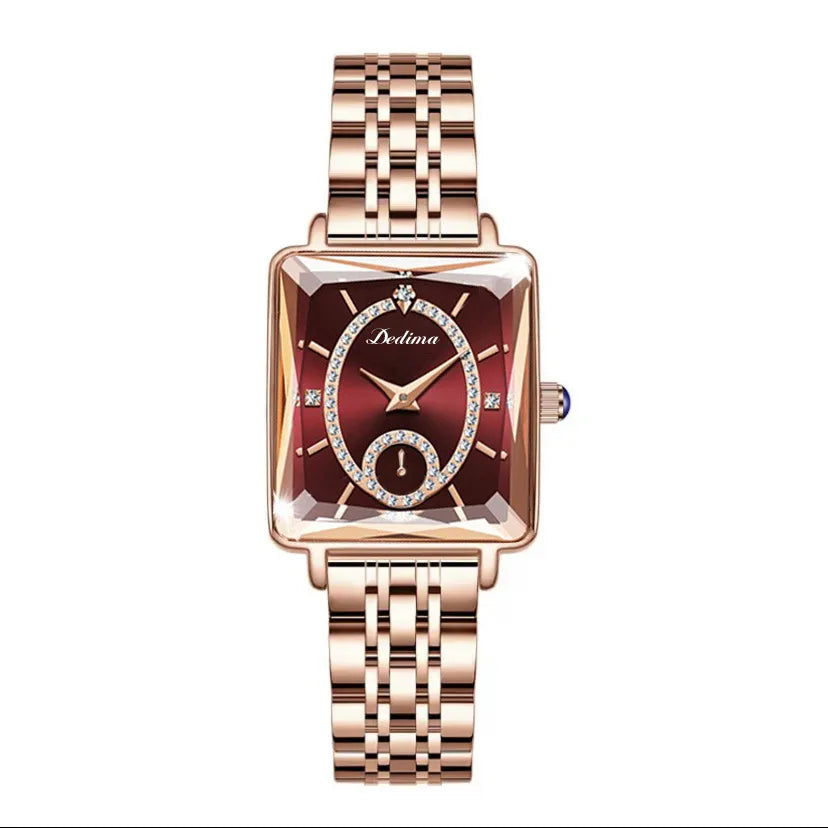 Casual Square Double Side Snaps Quartz Women'S Watches