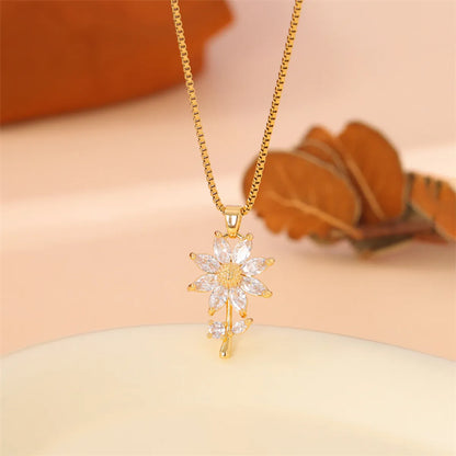 Casual Square Stainless Steel Plating Inlay Artificial Diamond Pendant Necklace