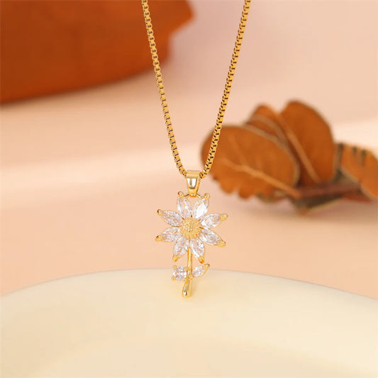 Casual Square Stainless Steel Plating Inlay Artificial Diamond Pendant Necklace