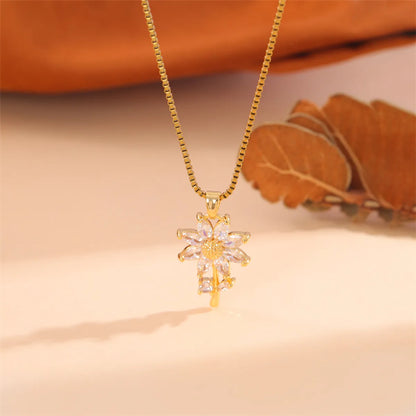 Casual Square Stainless Steel Plating Inlay Artificial Diamond Pendant Necklace