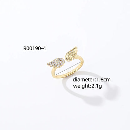 Casual Streetwear Animal Copper Asymmetrical Inlay Zircon Open Rings