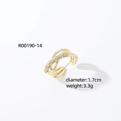 Casual Streetwear Animal Copper Asymmetrical Inlay Zircon Open Rings