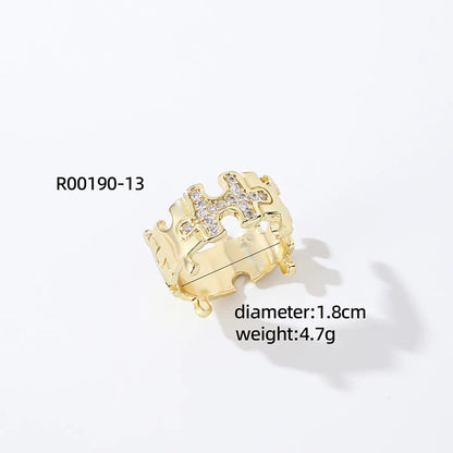 Casual Streetwear Animal Copper Asymmetrical Inlay Zircon Open Rings