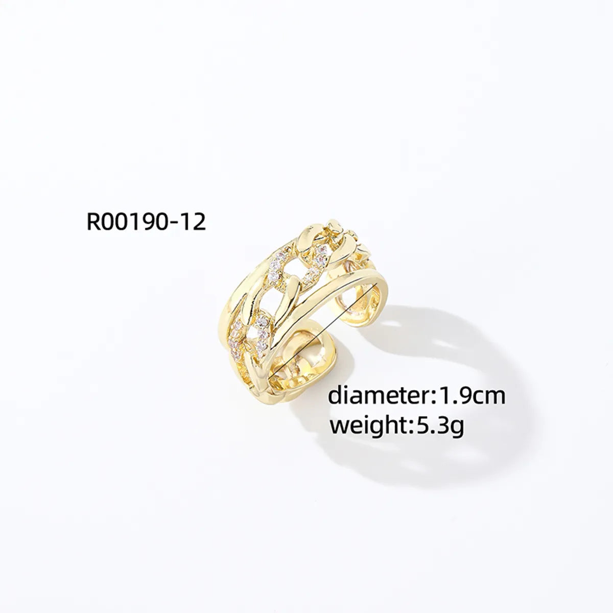 Casual Streetwear Animal Copper Asymmetrical Inlay Zircon Open Rings